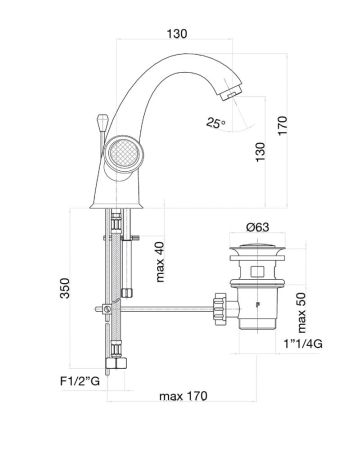Смеситель для раковины Fiore VENERE SKY (SWAROVSKI®) 13CO0623, хром/золото, артикул 13CO0623