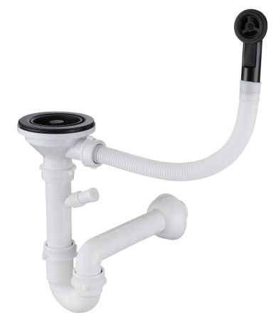 Сифон одинарный   3 1/2"  с круг пер черный, артикул 12PB2-P2A  черн