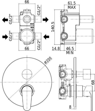 Смеситель для душа Paffoni Green GR018CR (с внутренней частью), артикул GR018CR