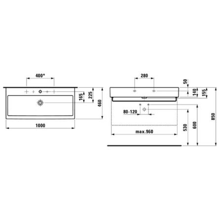 Laufen Living City Раковина 1000х460х140мм с 1 отв. под смеситель, цвет: белый