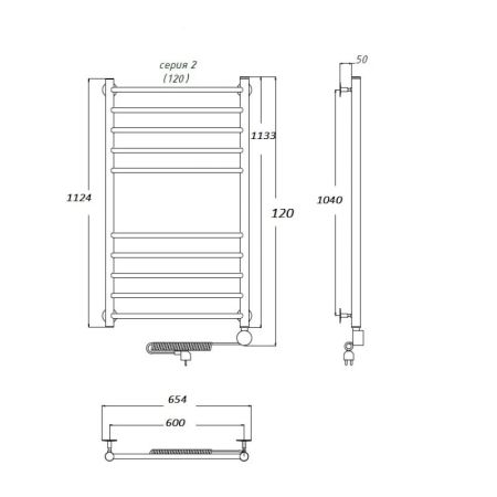 Электрический полотенцесушитель Тругор Аспект 2 элТЭН 120x60 Хром, артикул Аспект2/элТЭН12060