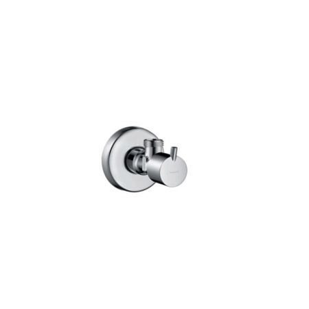 Вентиль, Hansgrohe, S, 1/2" / 3/8", угловой, тип установки-настенный, цвет-хром, материал-латунь, материал рукоятки и розетки-пластик, артикул 13901000