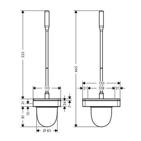 AX Universal Туалетный ершик, настенный, материал: стекло/металл, цвет: хром