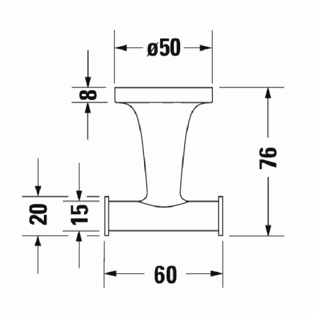Duravit Starck T Двойной крючок настенный Цвет черный матовый Duravit Starck T Двойной крючок настенный Цвет черный матовый