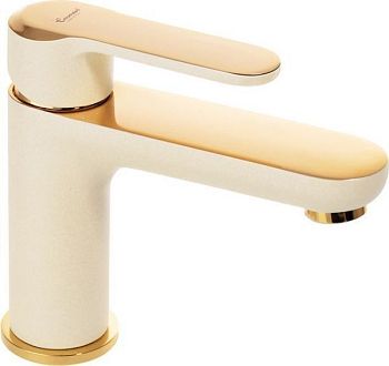 Emmevi Nefer, однорычажный смеситель для раковины с донным клапаном, цвет кварц/золото