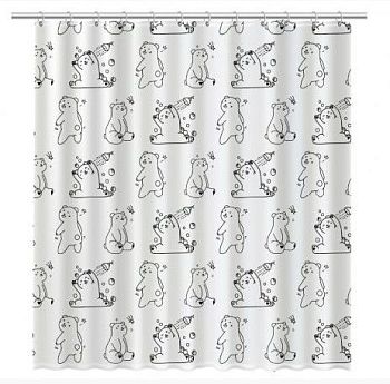 Шторка для ванны Fixsen Teddy Wash FX-1505 Белая Черная