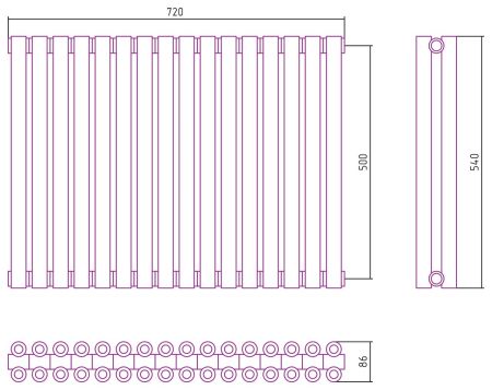 Отопительный радиатор ЭСТЕТ-00 н/ж 500х720 / 16 сек (САТИН), артикул 071-0332-5016