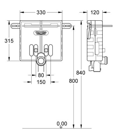 Инсталляционный комплект для раковины GROHE Uniset для обмуровки (37576000), артикул 37576000