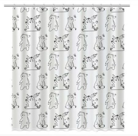 Шторка для ванны Fixsen Teddy Wash FX-1505 Белая Черная, артикул FX-1505