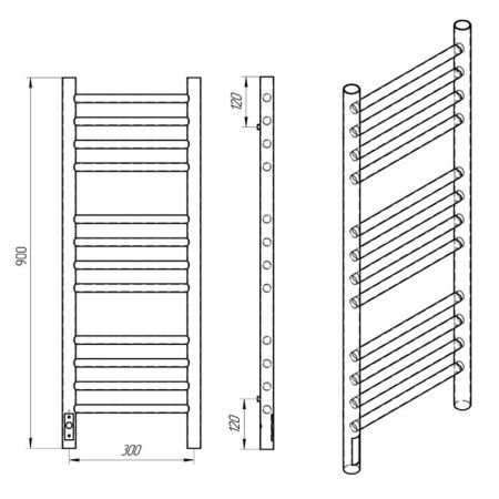 Полотенцесушитель электро "Лаванда ЧК П12 300х900", белый муар, левый