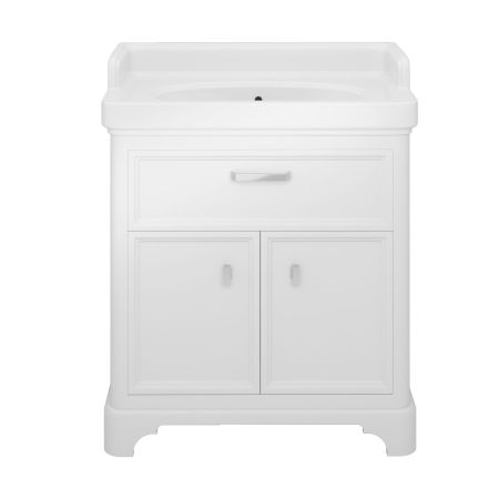 Тумба POMPEI напольная с ящиком и дверцами 80, белая глянцевая