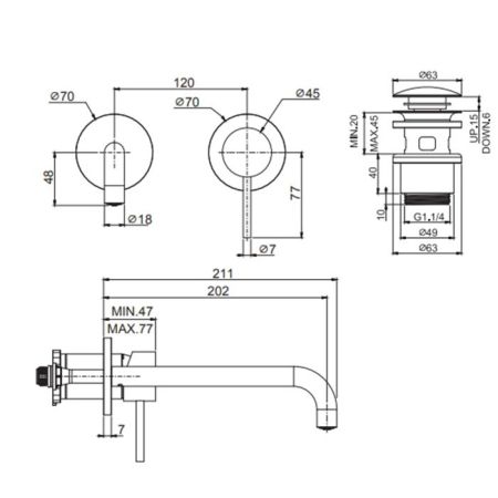 Fima Carlo Frattini Spillo Steel Cмеситель для раковины, встраиваемый, излив: 20.2см., цвет: нержавеюшая сталь