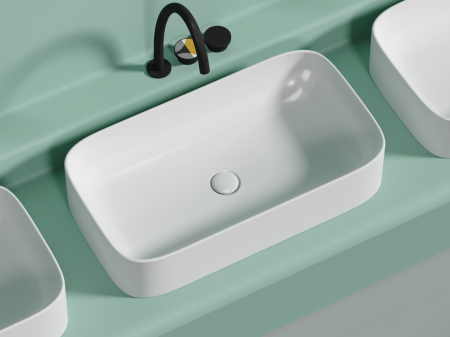 Умывальник чаша накладная прямоугольная (цвет Белый Матовый) Элемент (Element) 705x380x150мм, артикул CN6054MW