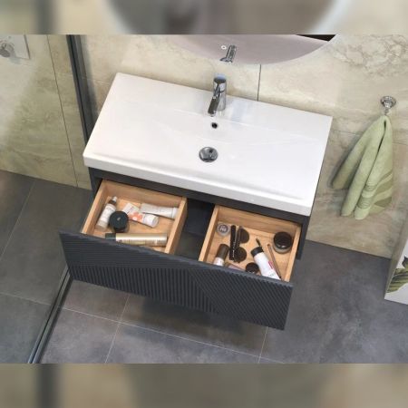 Тумба под раковину подвесная Velvex Edge tp.EDG.9696.80.1Y графит, 80 см, артикул tp.EDG.9696.80.1Y графит