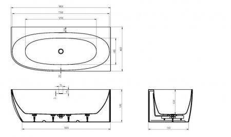 Акриловая ванна CEZARES CZR-STYLUS-CORNER-180-80-59-L, артикул CZR-STYLUS-CORNER-180-80-59-L