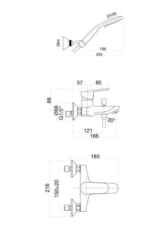 Смеситель для ванны Fiore KEVON BLACK MATT 81NN8150, черный, артикул 81NN8150
