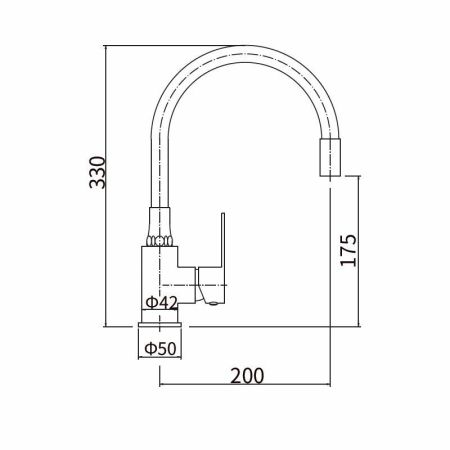 Смеситель для кухни с гибким изливом FASHUN A54302-7, сатин/черный
