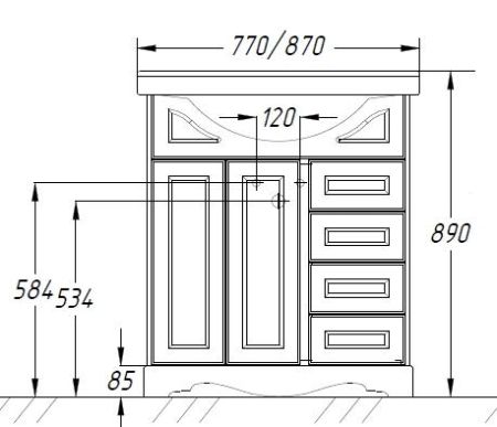 Тумба с раковиной Клио 70 Opadiris Беленый бук
