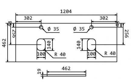 Столешница из МДФ 120, 140, артикул EK-120-AS-BL-L
