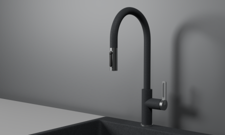 Смеситель для кухни GRANULA с выдвижным изливом и подключением к фильтру (8168, ГРАФИТ), артикул 8168, ГРАФИТ