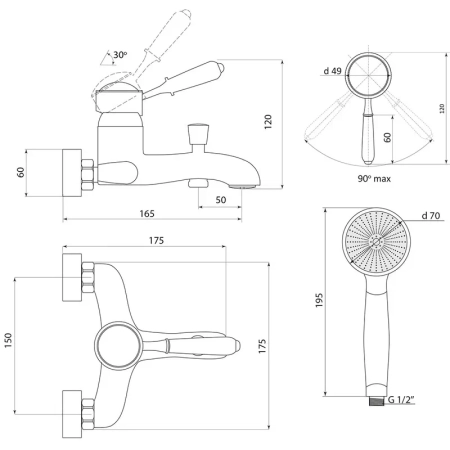 Смеситель для ванны Славен СЛ-ОД-М30, хром
