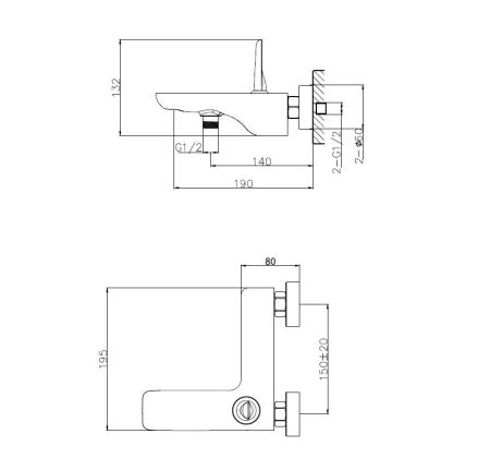 Смеситель для ванны WONZON & WOGHAND SHARK, Хром (WW-48B3101-CR)