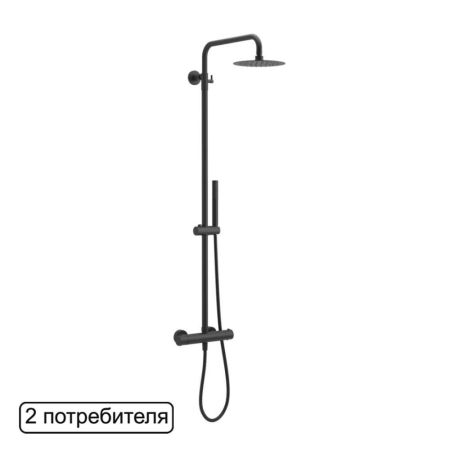 Термостатическая душевая система наружного монтажа EXCELLENT Rain Termo Round ARAC.SY.107BL (черная)