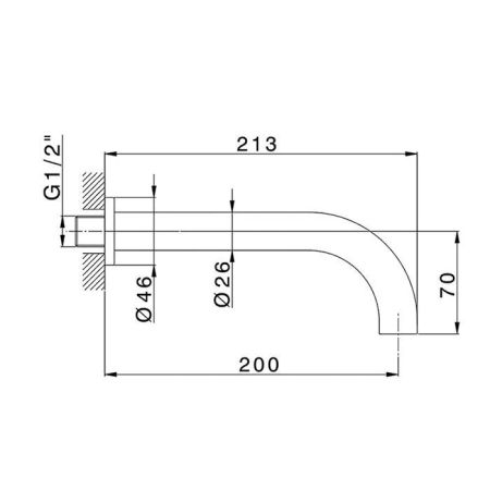 CISAL LESS NEW Излив 200 мм., настенный, цвет Nero Opaco, артикул LN00024040