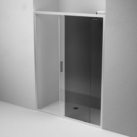 W90G-150-1-195MG Gem Solo Дверь душевая 150х195, стекло тонированное, профиль матовый хром W90G-150-1-195MG Gem Solo Дверь душевая 150х195, стекло тонированное, профиль матовый хром