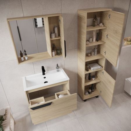 Зеркальный шкаф VIANT "Кёльн" 80 правый светлое дерево 160х800х700 (VKEL80SD-ZSH), артикул VKEL80SD-ZSH