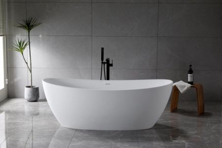 Ванна из искусственного камня Solid Surface 1800x850x635, BELBAGNO BB-UNIQUE-180-85-64-SSB, артикул BB-UNIQUE-180-85-64-SSB