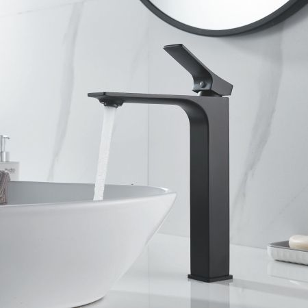 Смеситель для раковины высокий Shevanik S6111H, черный, артикул S6111H