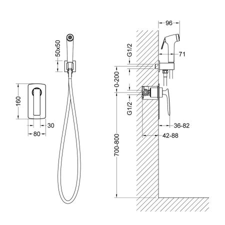 Смеситель встроенный с гигиеническим душем Timo Helmi 4089/03SM черный, артикул 4089/03SM