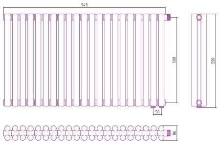Отопительный радиатор ЭСТЕТ-11 н/ж EU50 500х945 / 21 сек (Матовый БЕЛЫЙ)