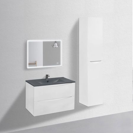 База под керамическую раковину Mia 800 подвесная, 2 выкатных ящика soft close, G.White, артикул VMC-2MC800GW