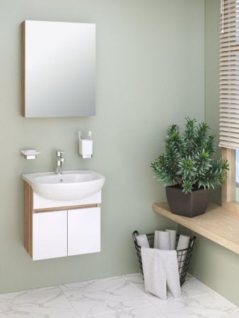 Тумба Runo Лада 50 подвесная блэквуд/белый под умывальник 00000000152 (Уют 50) (00-00004577), артикул 00-00004577