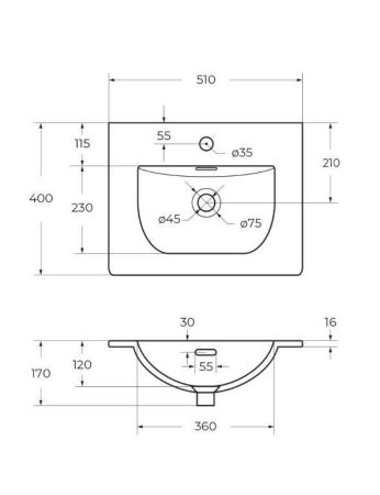 MARINO-CER-MINI База под раковину подвесная с двумя выкатными ящиками, Rovere Rustico, 596x390x500, MARINO-CER-MINI-600-2C-SO-RR-P, артикул MARINO-CER-MINI-600-2C-SO-RR-P