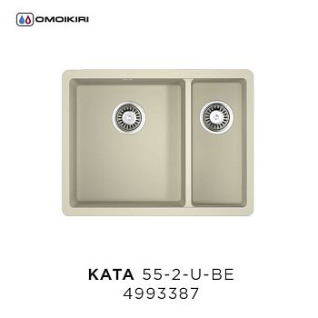 Мойка, OMOIKIRI, Kata, ширина, мм-550, глубина, мм-420, высота, мм-220, тип установки-встраиваемый снизу, отверстия для смесителя-отсутствуют, с переливом, сифон и донный клапан в комплекте, материал-Artgranit, крепления в комплекте, цвет-ваниль