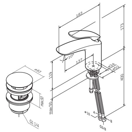 F3082164_xxx Sensation, смеситель д/умывальника c д/к, хром, шт, артикул F3082164