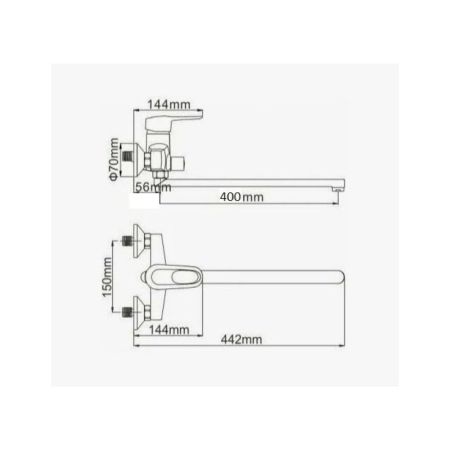 Смеситель для ванны D-Lin D146404-2, хром, артикул D146404-2