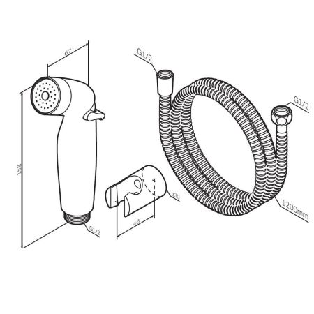 F0202032 Гигиеническая лейка со шлангом и держателем, хром, шт., артикул F0202032