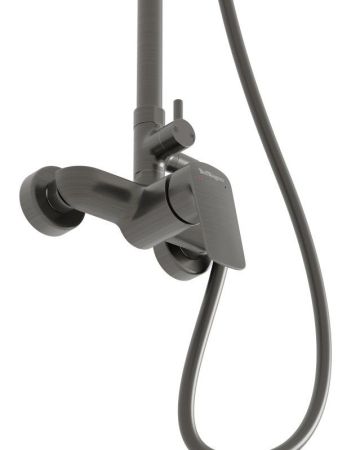 DUE Душевая стойка со смесителем, оружейная сталь DUE-DOCM-GM, артикул DUE-DOCM-GM