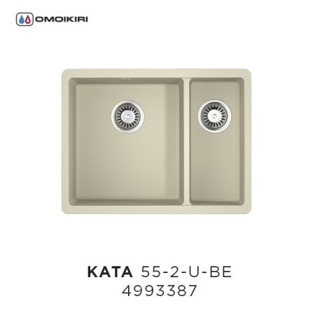 Мойка, OMOIKIRI, Kata, ширина, мм-550, глубина, мм-420, высота, мм-220, тип установки-встраиваемый снизу, отверстия для смесителя-отсутствуют, с переливом, сифон и донный клапан в комплекте, материал-Artgranit, крепления в комплекте, цвет-ваниль, артикул 4993387