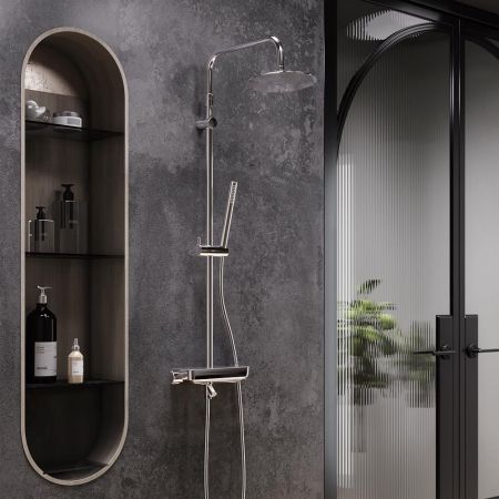 936730000 Scandinavian Pure душевая система с ванно-душевым смесителем-полкой, хром