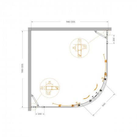 MOLVENO-R-22-90+30-C-BORO-IV Душевой уголок, артикул MOLVENO-R-22-90+30-C-BORO-IV