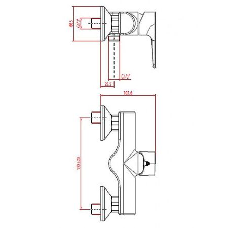 Gattoni H2omix3000 Смеситель для душа с одной рукояткой, вывод снизу цвет хром, артикул 3025/30C0cr