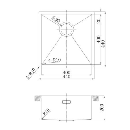 Кухонная мойка Lemark OLANGA 440 прямоугольная из нержавеющей стали цвет: чёрный матовый (9932124), артикул 9932124