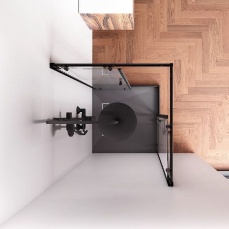 W87G-403-8080-BТ Sunny душ огражд квадратн, раздвижн двери 80x80 черный,стекло прозрачн, артикул W87G-403-8080-BT