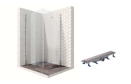 Душевой уголок Ambassador Nord 13011108-ST8, квадратный, линейный трап, 90х90, артикул 13011108-ST8