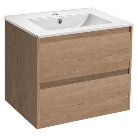 База под раковину Gio 600 подвесная, 2 выкатных ящика soft-close, N.Oak, артикул VMC-2G600NO